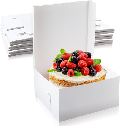 Ireer 50 Pack 12 x 12 x 5 Inch White Cake Boxes Cardboard Bakery Boxes for Pie Pastry Cookie