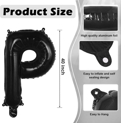 Black Letter A Balloons, 40 Inch Large Foil Letter Balloons, Custom Phrase Balloon for Birthday Party Wedding Anniversary Decoration (Black A)
