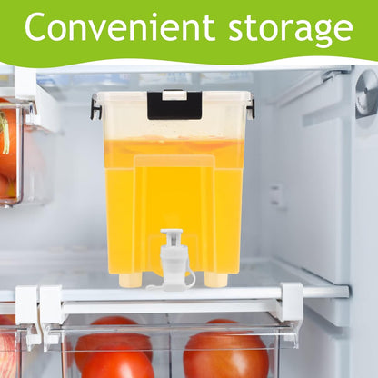 2.5 Gallon Drink Dispenser For Fridge,Beverage Dispenser With Spigot. Milk,Lemonade Dispenser,Juice Containers With Lids For Parties And Dairly Use,100% Sealed And Filter screen（1+1.5）Gallon