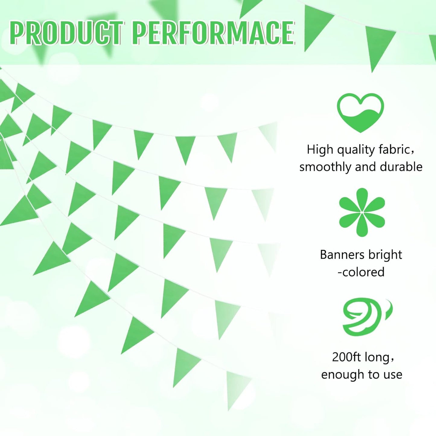 Tatuo 200 Feet Solid Pennant Banners Flags String Triangle Hanging DIY Bunting Flags Party Decorations for Grand Opening Party Banners for Kids Birthday, Shops (White)