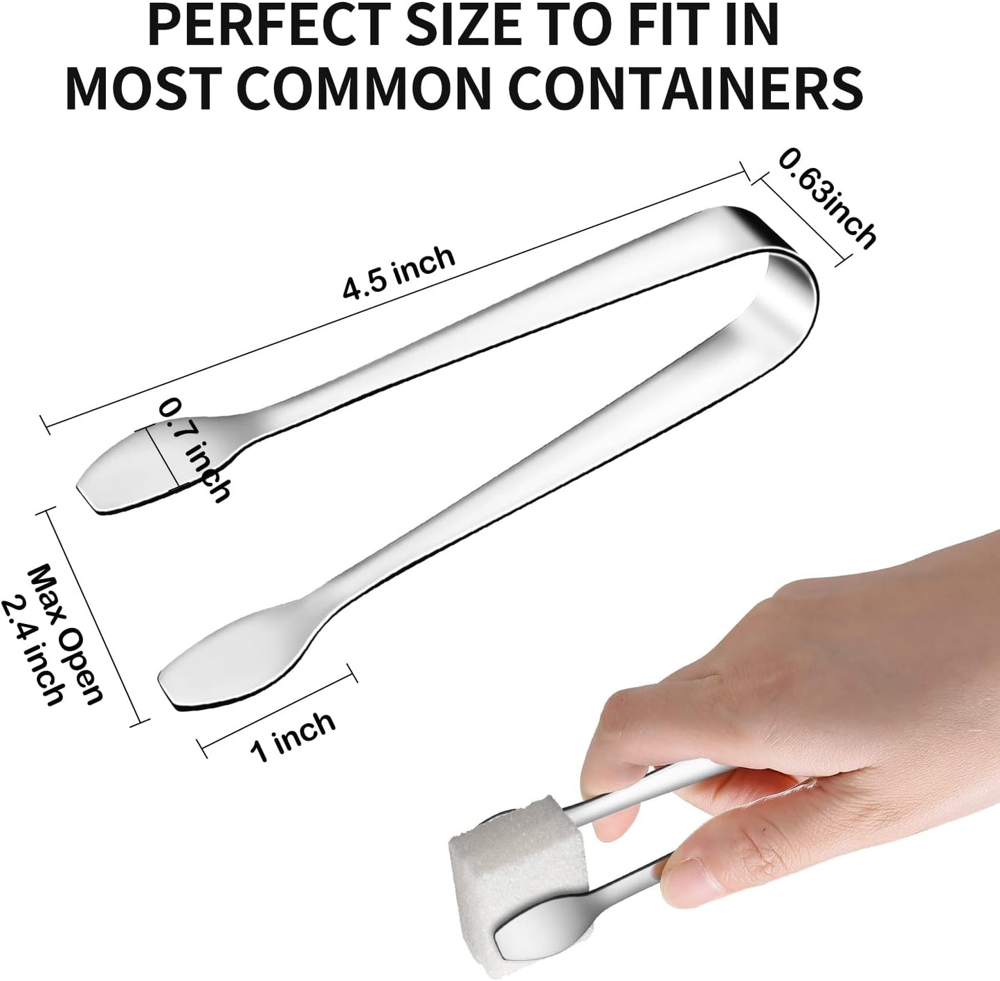 SOLEADER Mini Serving Tongs, Small Serving Utensils for Catering, Kitchen Tongs, Food-Grade Premium 304 Stainless Steel Tongs, Heavy Duty (4.5" Appetizer Tongs)