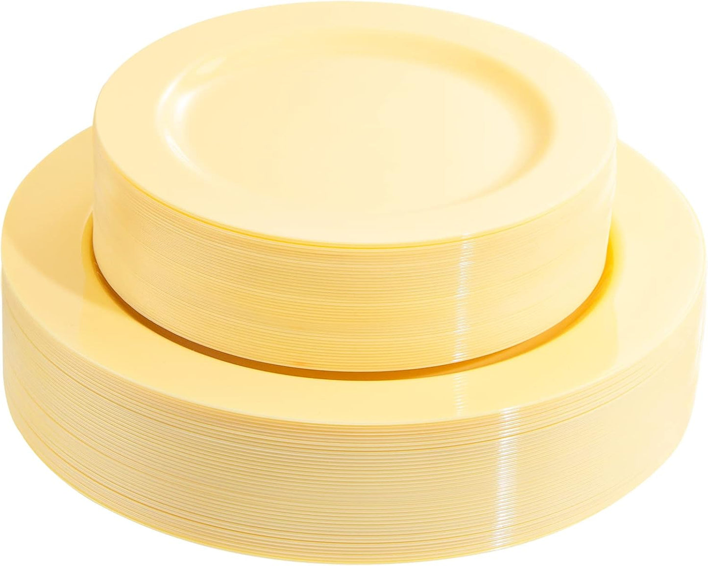 FLOWERCAT 60PCS White Plastic Plates - Heavy Duty White Disposable Plates for Mother's Day/Birthday Party/Wedding -serve for 30 guests Include 30PCS 10.25" & 30PCS 7.5" Plates for Party
