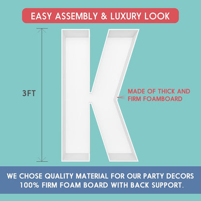 JW Passion - Premium Quality Made 3FT Tall Mosaic Balloon Frame Big Marquee Light Up Letters DIY Kit for Birthday Party Wedding Backdrop Decor Letter A Pre-Cut Foam Board
