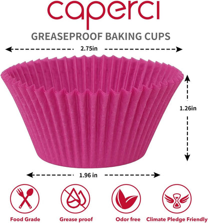 Caperci Standard White Cupcake Liners 500 Count, No Smell, Food Grade & Grease-Proof Baking Cups Paper