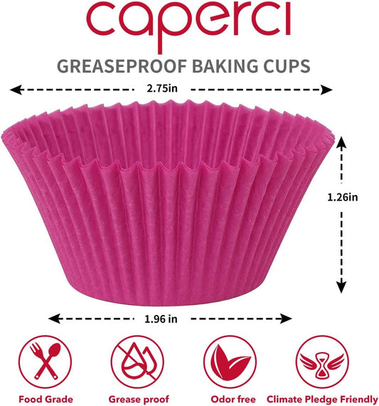 Caperci Standard White Cupcake Liners 500 Count, No Smell, Food Grade & Grease-Proof Baking Cups Paper