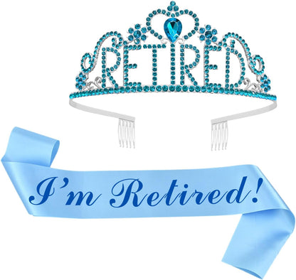 JETKONG Retirement Party Decorations Retired Tiara/Crown, Retired Sash for Women Retirement Gifts, Retirement Party Supplies, Gifts, Favors (Rose Gold)