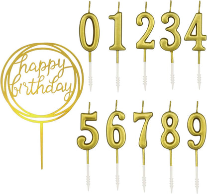 10-Piece Number Birthday Candles - Glitter Cake Toppers for Birthday & Wedding Parties