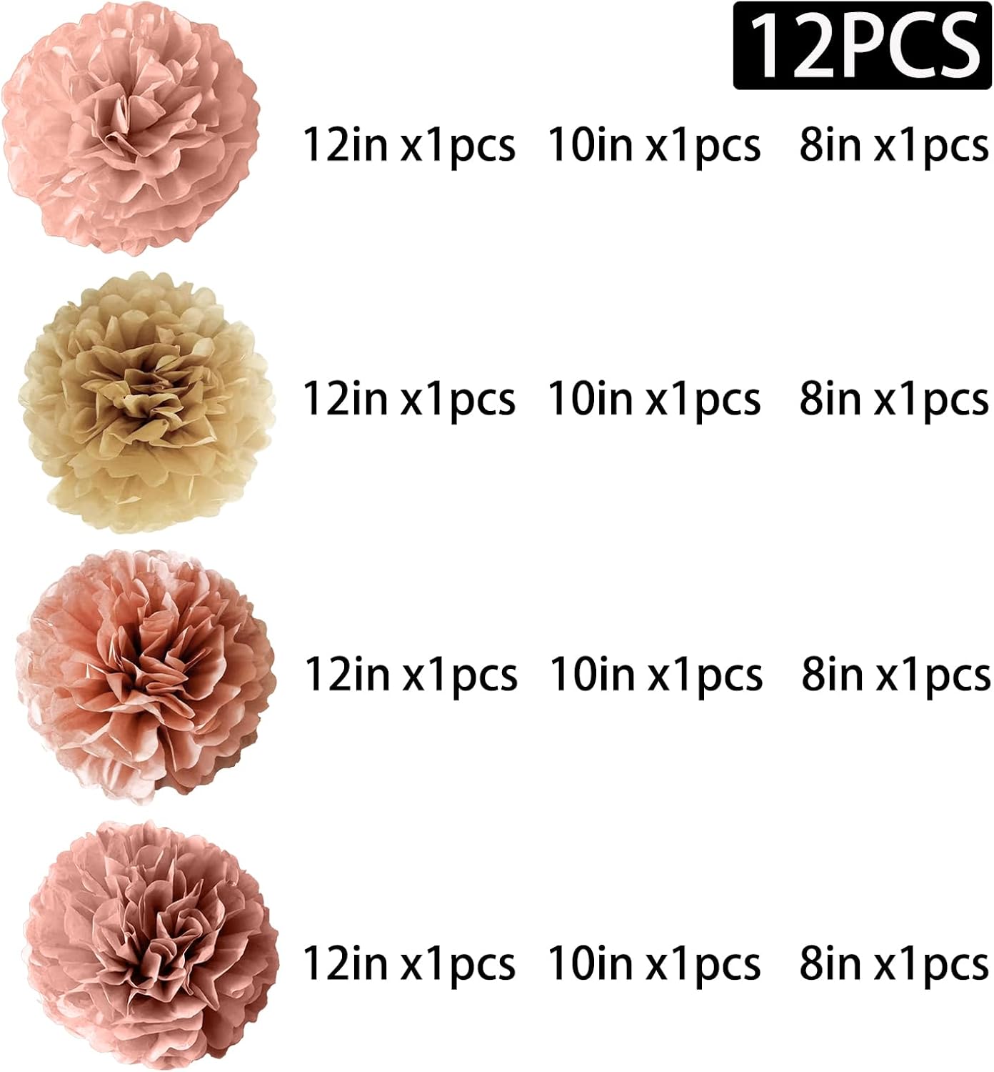 Yucenora 12 PCS Boho Paper Pom Poms, Sage Green Cream Tissue Paper Flowers Decorations Wall Hanging for Wedding, Birthday, Bridal Shower Decor(Sage Green)