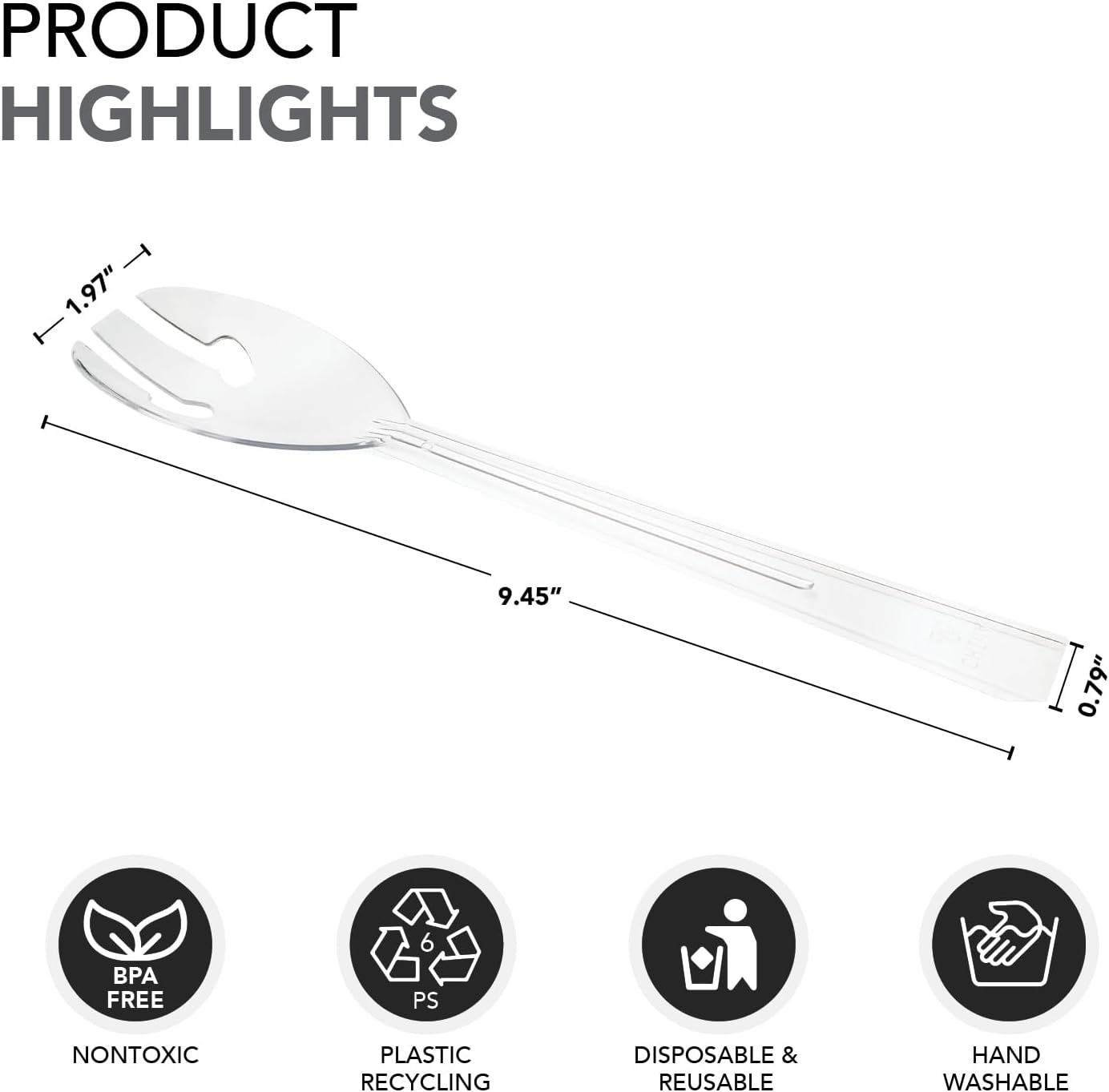 Party Essentials Plastic Party Buffet Serving Utensils Kit, Spoons/Forks/Tongs, 20-Piece, Clear