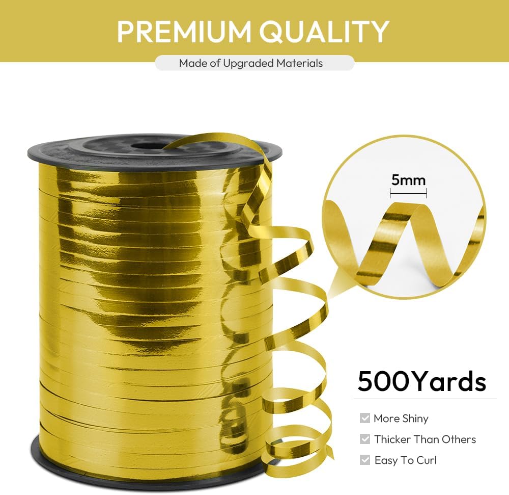 KMER LIFE White Crimped Curling Ribbon, 1/5" Wide x 500 Yards Christmas Curling Ribbons for Gift Wrapping, Party Decoration, Balloon String, Crafting, Balloon Ribbons for Florist Flower (1 Roll)