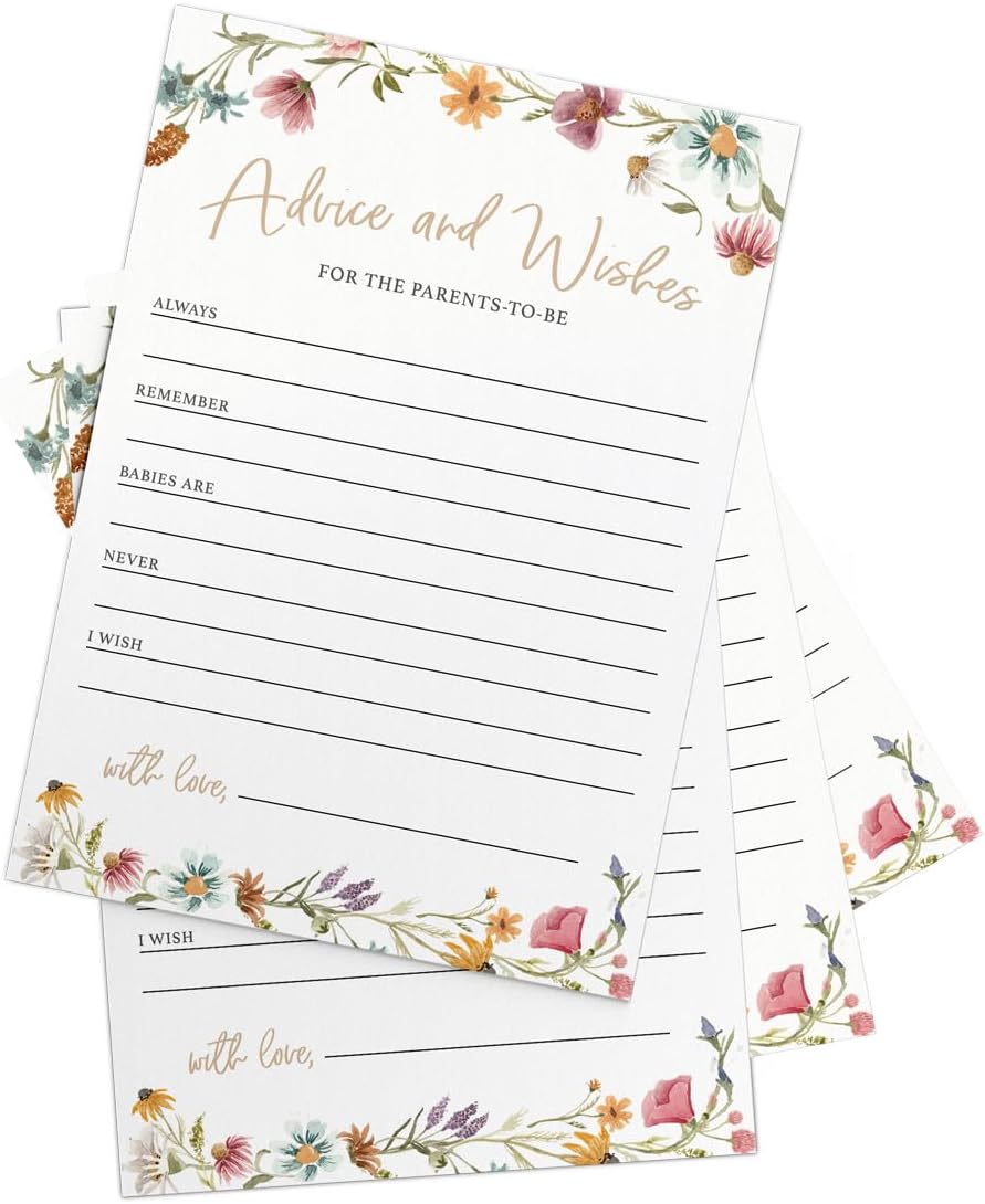 Printed Party Baby Shower Games for Girl – 4 Games and Activities for 30 Guests, Includes Bingo, Price is Right, Mommy or Daddy Trivia, and Storybook Title Guessing, Wildflower Baby in Bloom Design