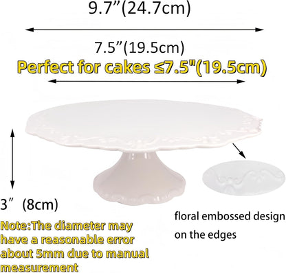 10 Inch White Ceramic Cake Stand (Holds 10 Inch Cake), Decorative Cupcake Stand, Dessert Display Plates for Snacks and Cookies, Baby Shower, Birthday, Wedding Party Decor