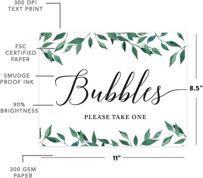 Andaz Press Wedding Party Signs, Natural Greenery Green Leaves, 8.5x11-inch, Bridal Shower Scavenger Hunt, 1-Pack - Colors D