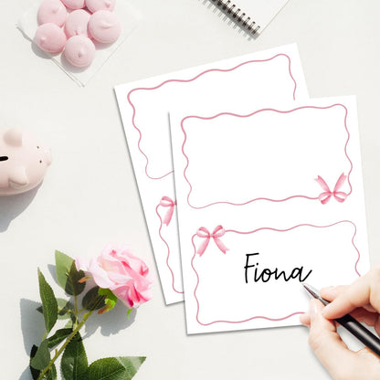 Gold Foil Border Place Cards, Set of 25 Tent Name Cards for Table Setting, Food Label for Wedding, Baby Shower, Birthday Dinner Party Supplies -010