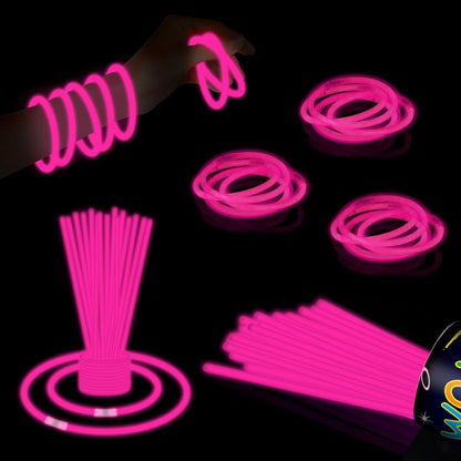 40 Pack 8” Red Glow Sticks Bracelet Necklaces Bulk with 40 Connectors Neon Glow In The Dark Party favors Supplies for Holiday Birthday Party Decoration (Red)