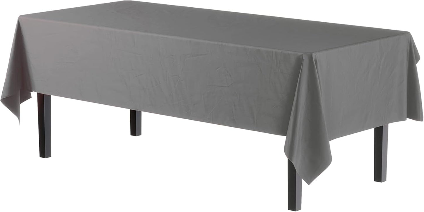 12-Pack Premium Plastic Tablecloth 54in. x 108in. Rectangle Table Cover - Dark Blue - Colors A