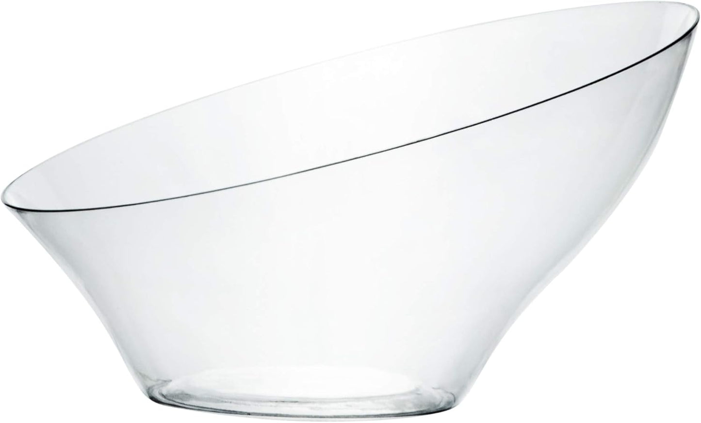 PLASTICPRO Disposable Angled Plastic Bowls Round Medium Serving Bowl, Elegant for Party's, Snack, or Salad Bowl, Clear Pack of 4