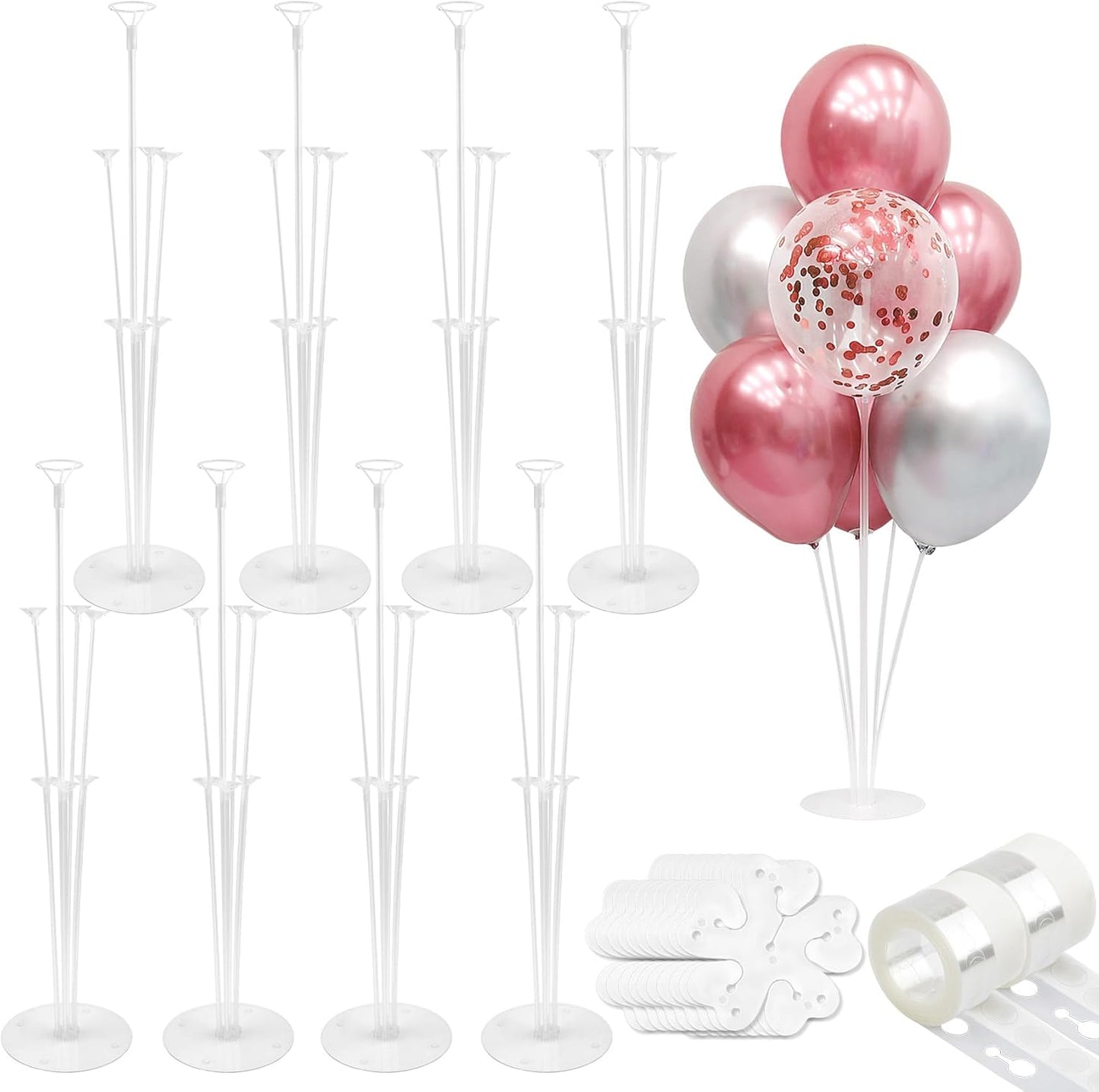 Balloon Stand kit 4 Sets 10 Pcs Balloon Arch Kit Balloons Sticks with Base Balloons Tape Balloon Arch Stands for Table Floor Party Baby Shower Decorations Table Centerpiece Decor Wedding Birthday