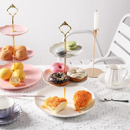 Sweejar 3 Tier Ceramic Cake Stand Wedding, Dessert Cupcake Stand for Tea Party Serving Platter (White)