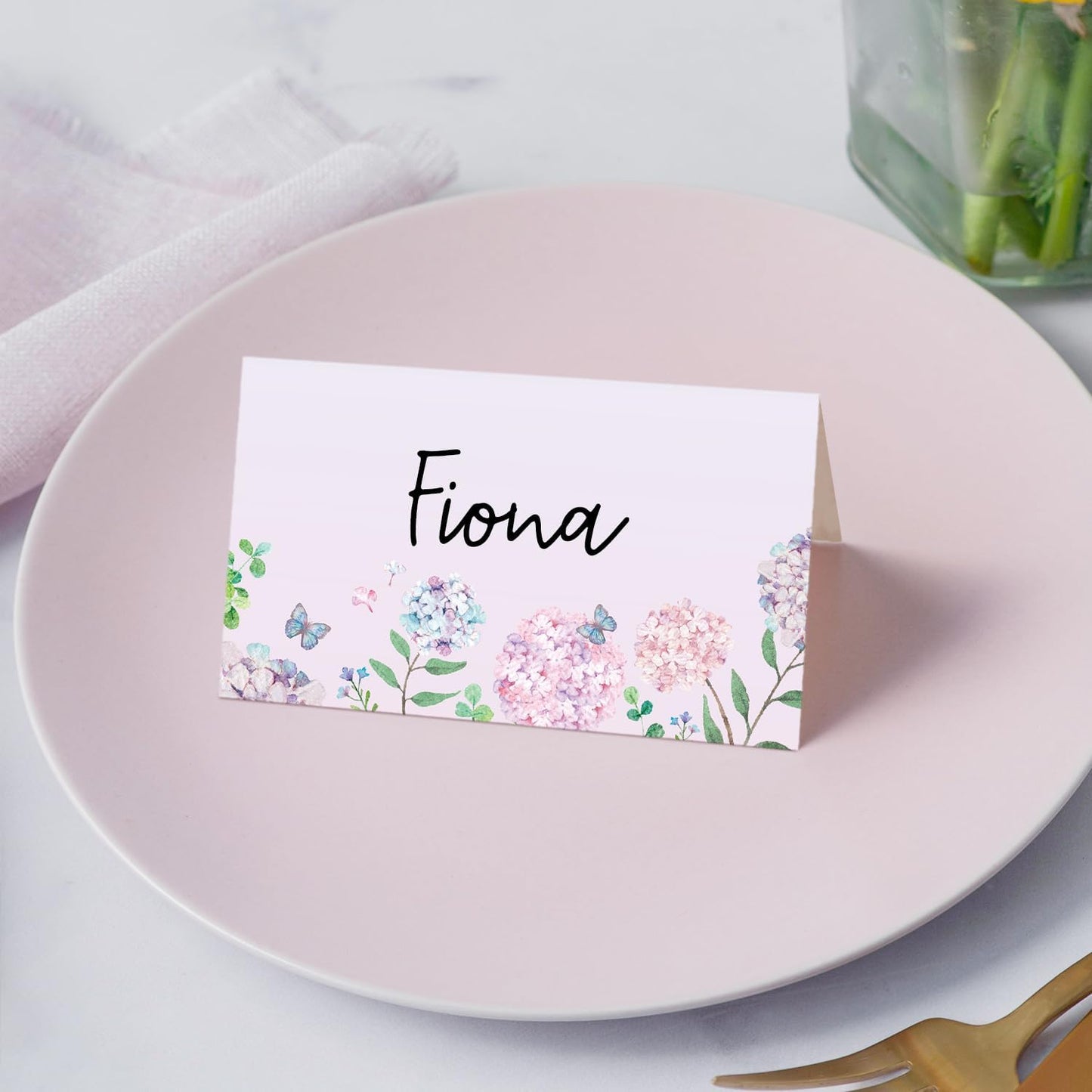 Gold Foil Border Place Cards, Set of 25 Tent Name Cards for Table Setting, Food Label for Wedding, Baby Shower, Birthday Dinner Party Supplies -010