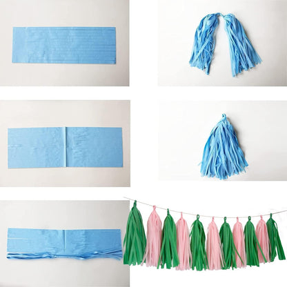 Green and Pink Tassel Garland Banner Tissue Paper Tassels for Party Decorations, Pack of 20