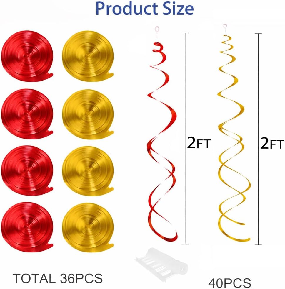 Easy Hang Spiral Ceiling Decorations - 12 Pack with Hooks, 74cm PVC Swirls for Instant Birthday, Wedding & Party Decor, Tool-Free Setup