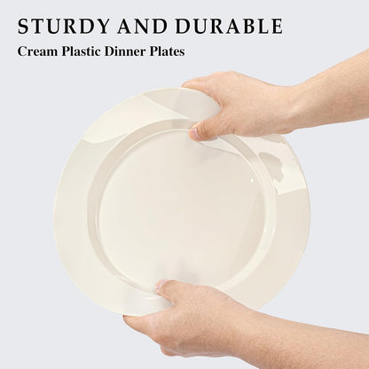 I00000 102 Pieces Gold Plastic Plates, Disposable Party Plates White Gold Rim, 51 Disposable Gold Dinner Plates 10.25 Inch and 51 Disposable Dessert Appetizer Elegant Fancy Wedding Plates 7.5 Inch
