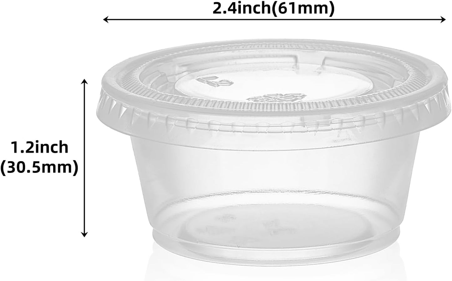 2oz Crystal Jello Shot Cups with Lids 100 Set, Leakproof & Freezer Safe Small Meal Prep Plastic Portion Cups for Salad Dessert Condiment Sauce Souffle, Food Storage Cups for Lunch Party Trips