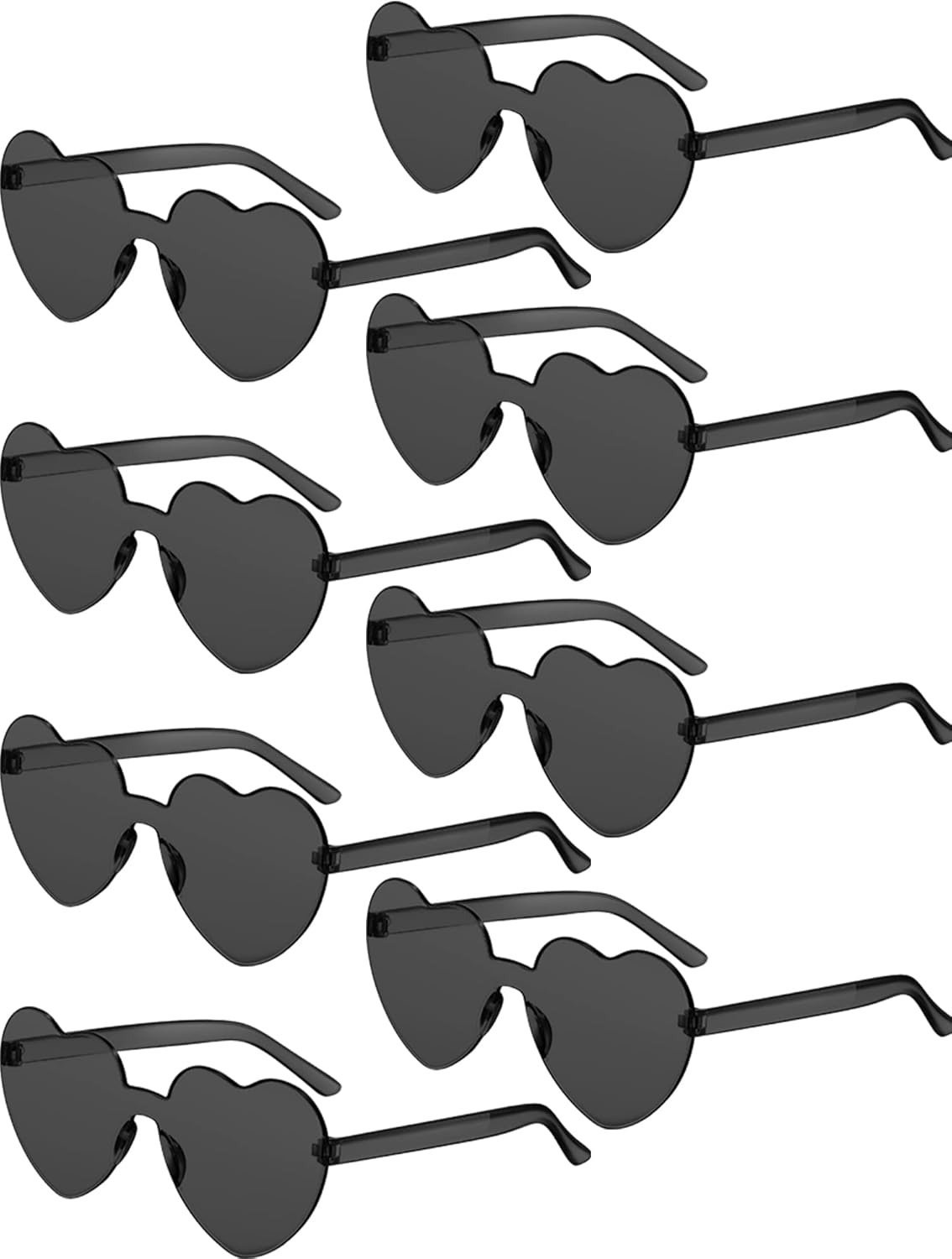 Frienda 8 Pairs Heart Shaped Sunglasses for Women Rimless Heart Glasses Candy Color Sunglasses for Party Favor