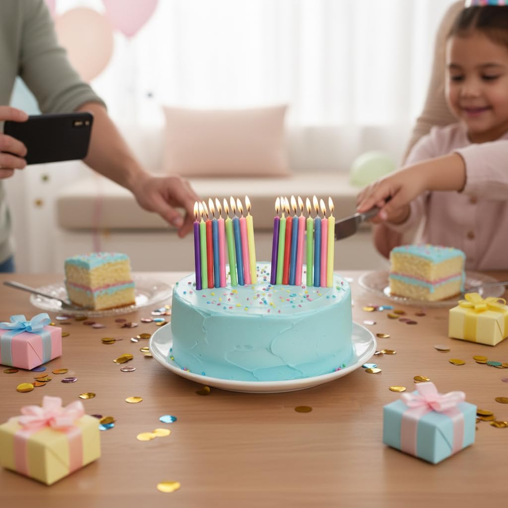 72-Count Birthday Candles Multicolored Spiral, Birthday Candles for Cake, Cupcake Candles, Party Celebration