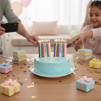 72-Count Birthday Candles Multicolored Spiral, Birthday Candles for Cake, Cupcake Candles, Party Celebration