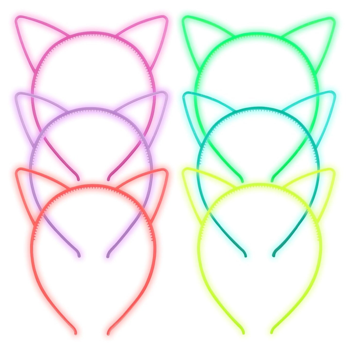 ZIRICHER 6 Colors Glow in the Dark Headbands, Plastic Light Up Hair Band Crowns Luminous Headband For Girls Party Headbands