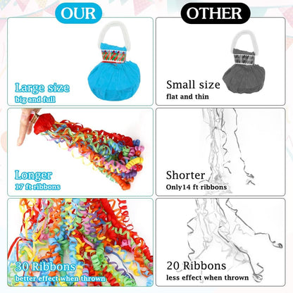 No Mess Streamers,16 Pack Hand Throw Streamers Colorful Party Streamer Poppers No Mess Confetti Poppers Party Poppers for Graduation Birthday Wedding Retirement Celebrations Baby Shower Party Favors