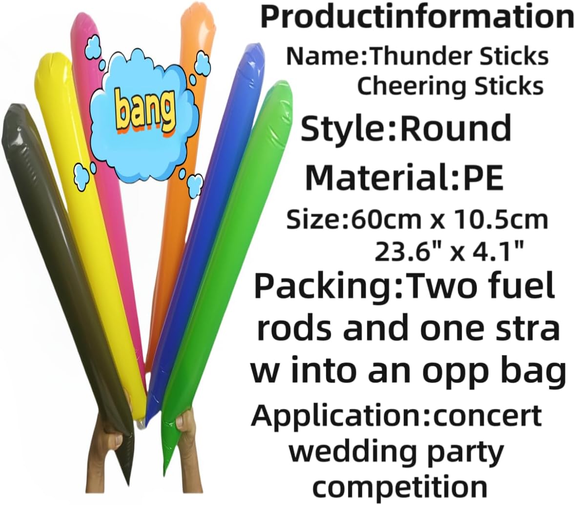 40pcs Round headTeam Spirit Boom Sticks Thunder Sticks Cheering Sticks Team Spirit Plastic Cheerleading Spirit Stick Clapper Inflatable Noise Maker Sports Supply (Glitter color)