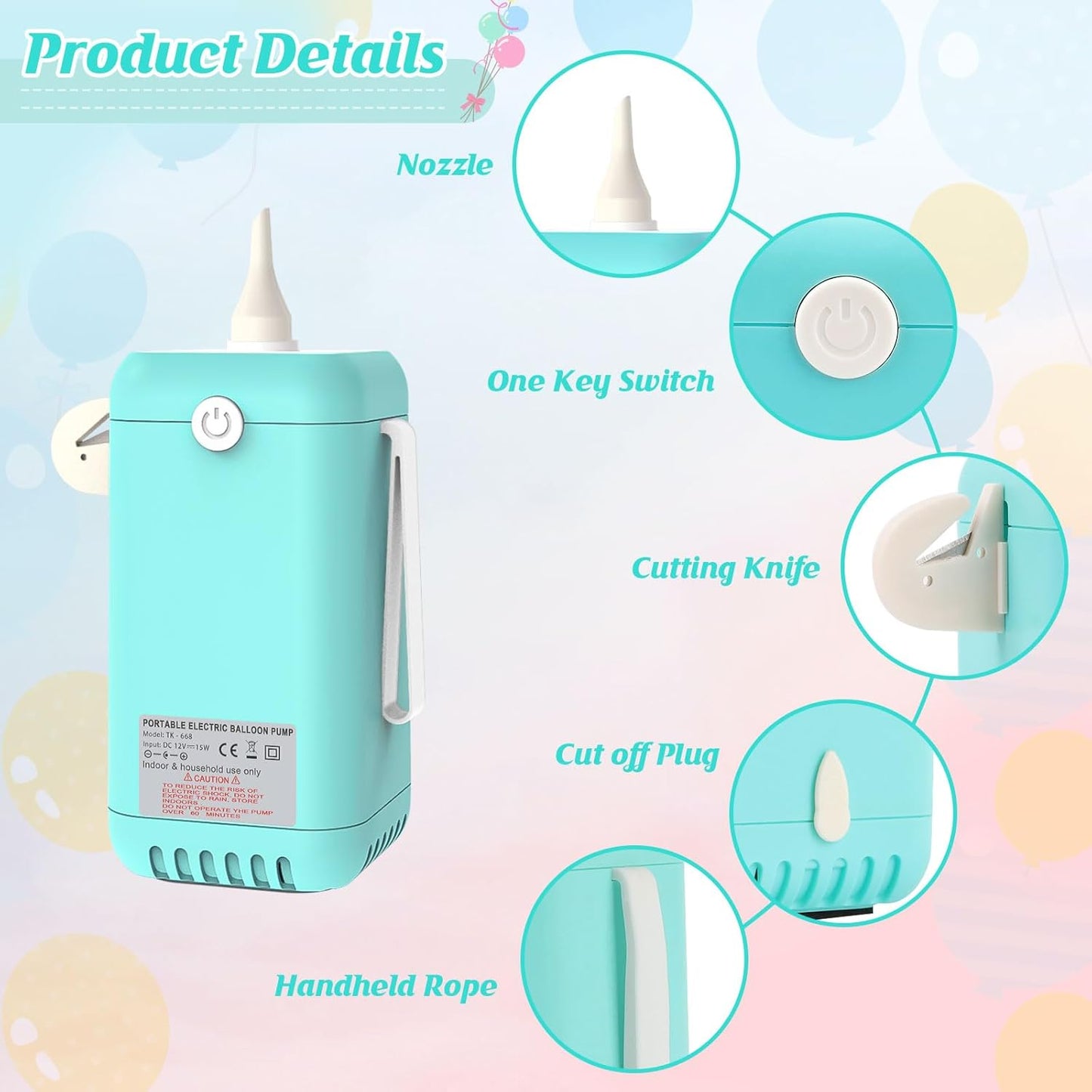 Ball Pump Balloon Pumps Electric, Balloon Pump Portable Long Animal Balloon Pump, Electric Blower Machine Inflator Basketball Pump 260 Balloon Pump for Party/Wedding/Birthday Decorations