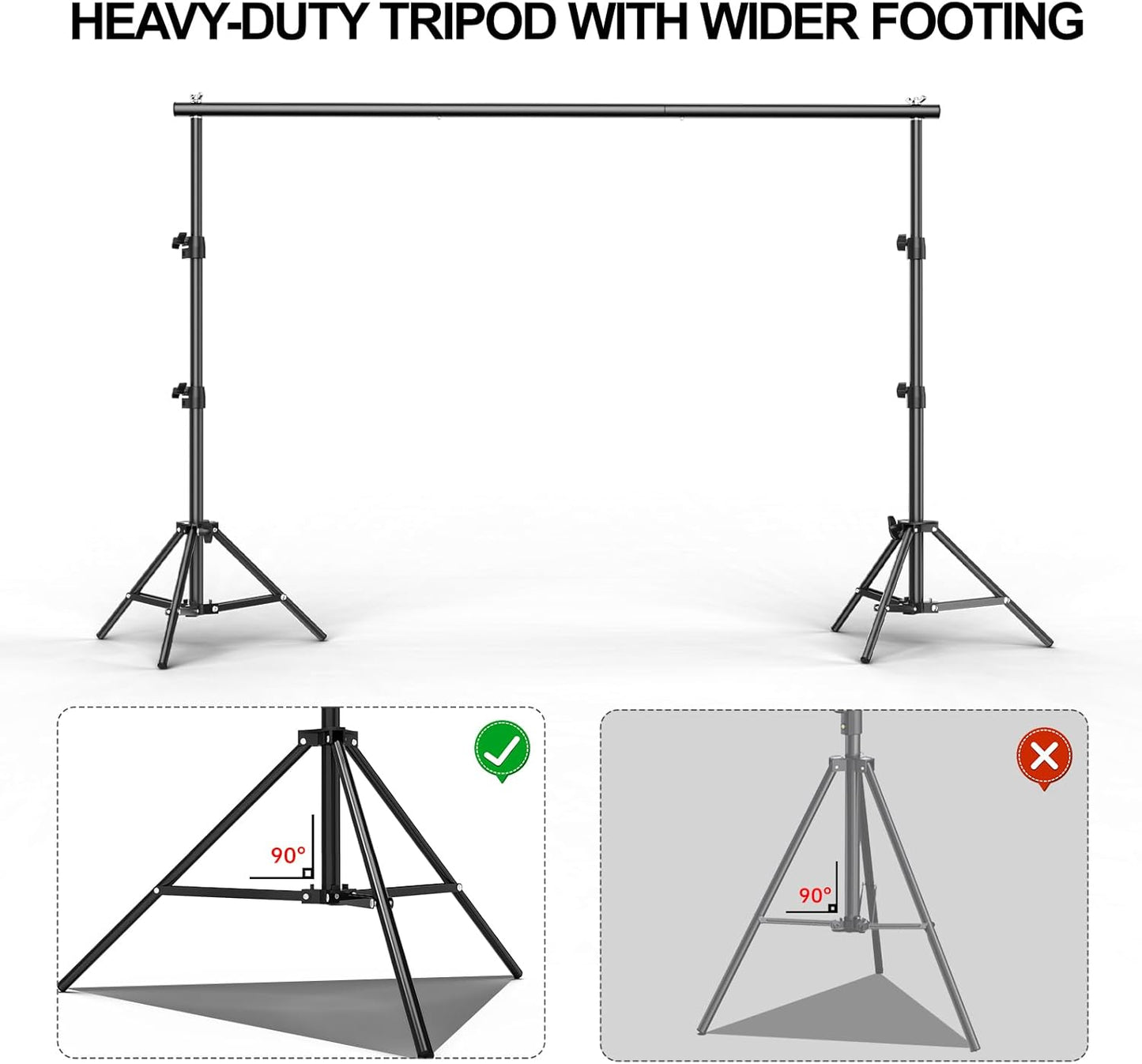 BEIYANG 6.5x6.5 FT Backdrop Stand, Adjustable Photo Background Stand Support kit with Carry Bag for Parties, Decoration, Wedding, Photo Video Studio Shooting