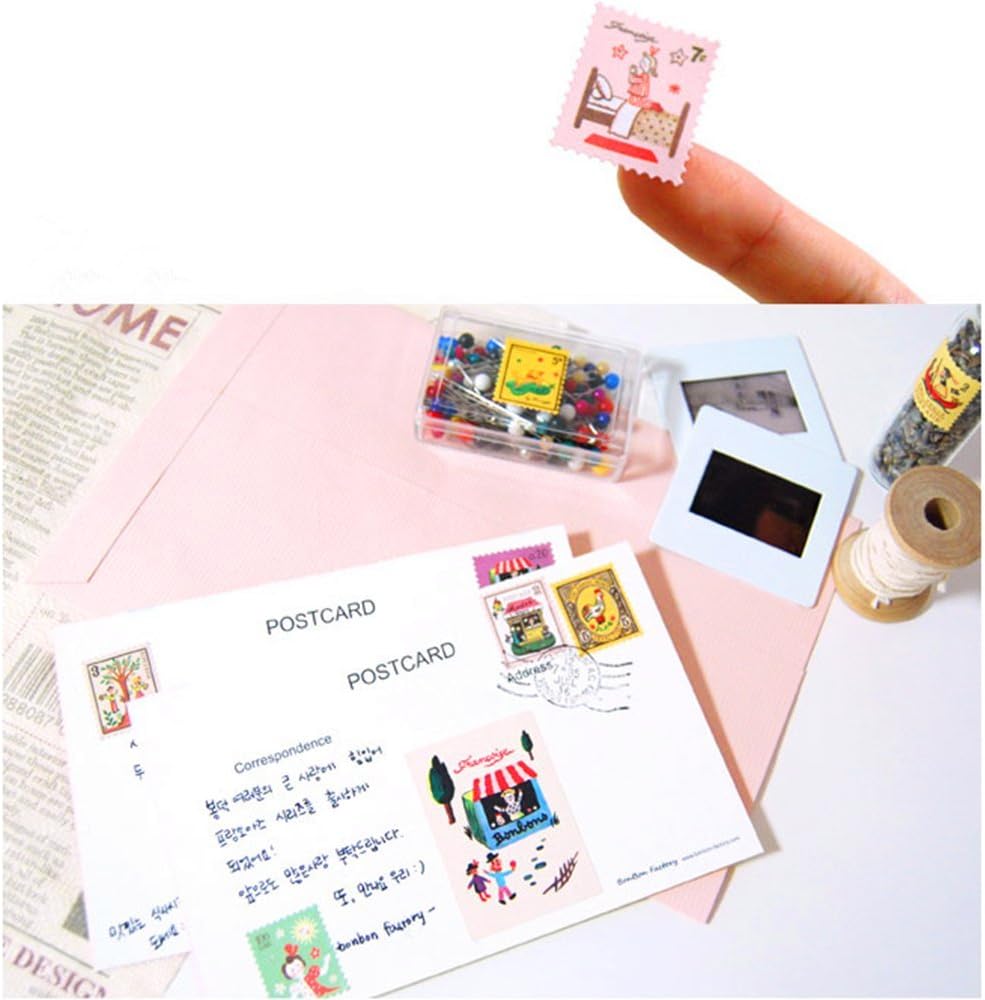 ALIMITOPIA Adhesive Sticker,12 Sheets(240pcs) Stamp Shape DIY Decorative Paper Paster Ornament Mark