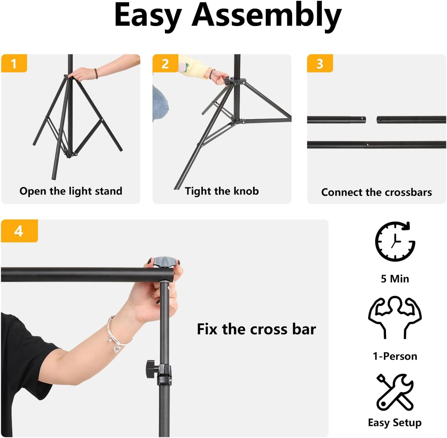 ShowMaven Backdrop Stand, 6.4ft x 10ft Adjustable Photo Background Stand with Carry Bag for Photography Photo Video Studio, Baby Shower, Birthday Party (6.4ftx10ft)