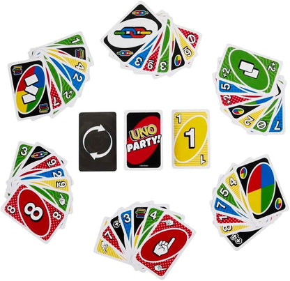 Mattel,UNO Party Card Game-Larger Groups! Wilder Rules! Faster Fun!