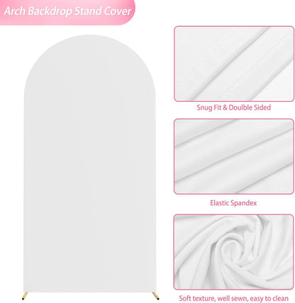 Wokceer 7.2 FT Wedding Arch Backdrop Stand and White Arch Cover, Metal Arch Stand with Arch Stand Cover for Birthday Party Wedding Ceremony Bridal Baby Shower Event Decor
