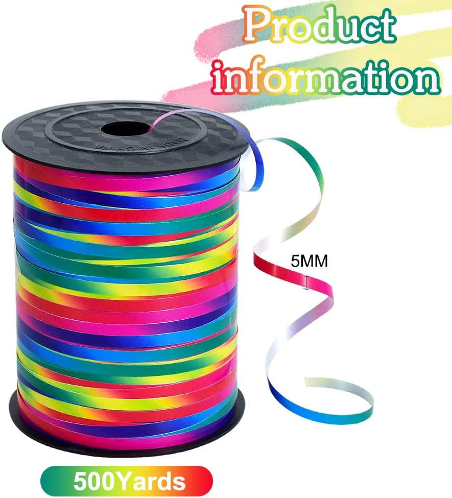 BEISHIDA 500 Yards Red Ribbon Crimped Curling, Balloon String Shiny Metallic Roll for Gift Wrapping Ribbon for Birthday Valentines Day Wedding Mother's Day Party Decorations