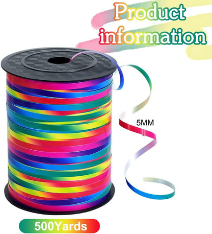 BEISHIDA 500 Yards Red Ribbon Crimped Curling, Balloon String Shiny Metallic Roll for Gift Wrapping Ribbon for Birthday Valentines Day Wedding Mother's Day Party Decorations