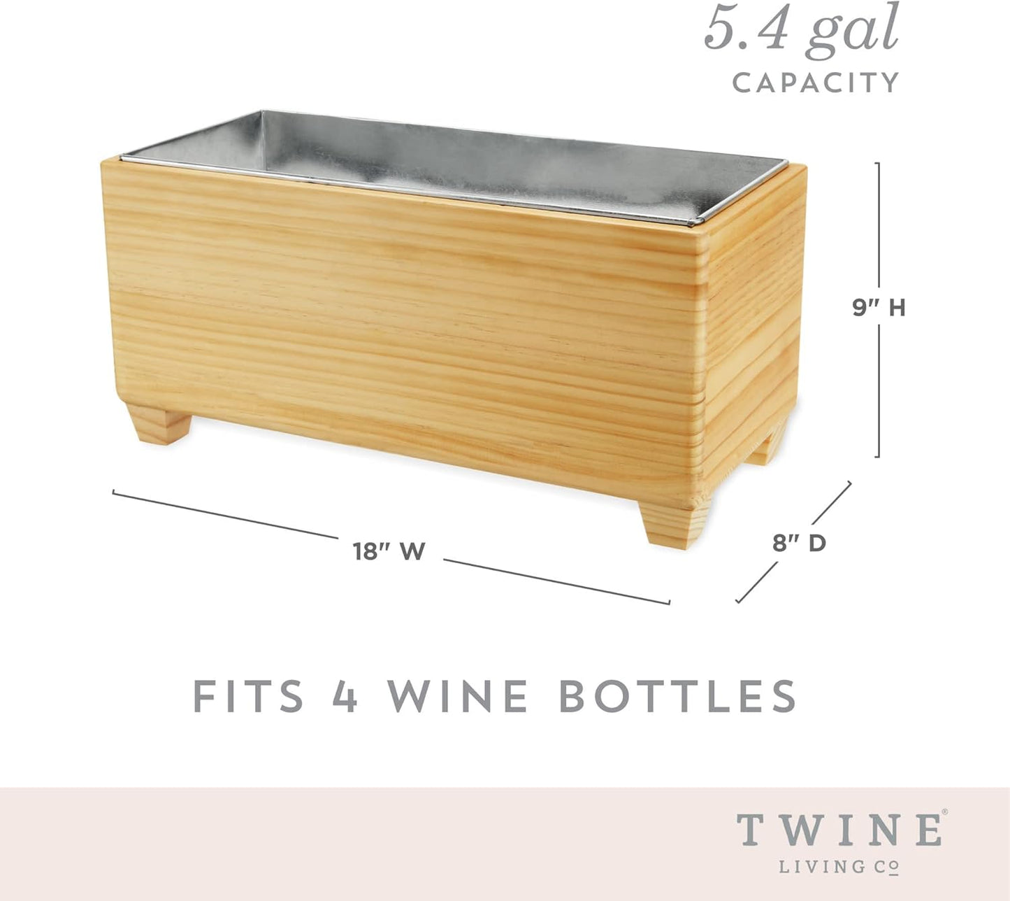 Twine Cheers Beverage Tub, Galvanized Tubs for Entertaining, Drink Buckets for Parties, Large Ice Tub and Gift Basket, Beer Buckets, Cream, 6.3 Gallons Set of 1