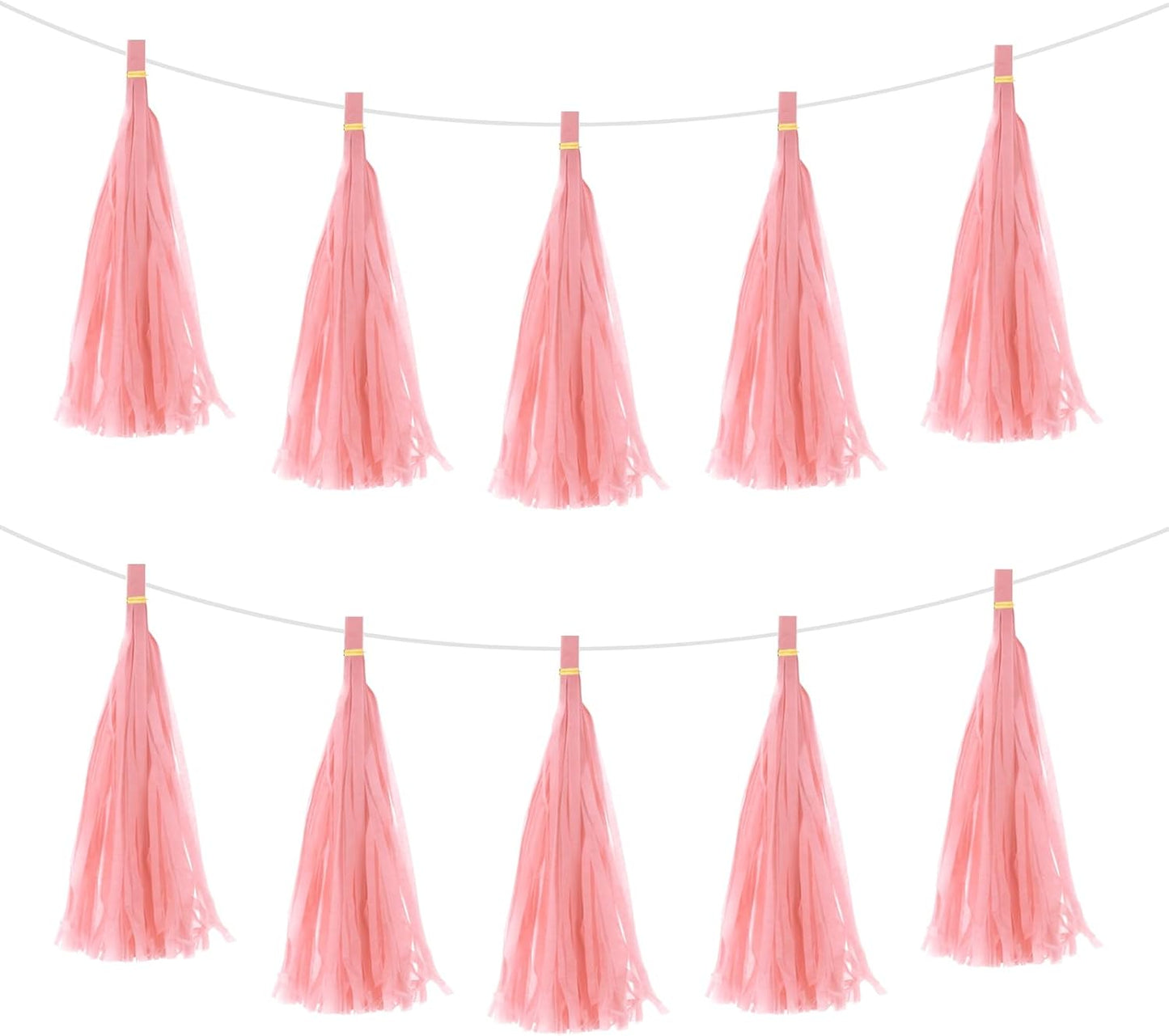 MECCANIXITY 15Pcs Light Blue Tassel Garland Banner with Rope Tissue Paper Tassels Party DIY Kits for Anniversary Wedding Birthday Party