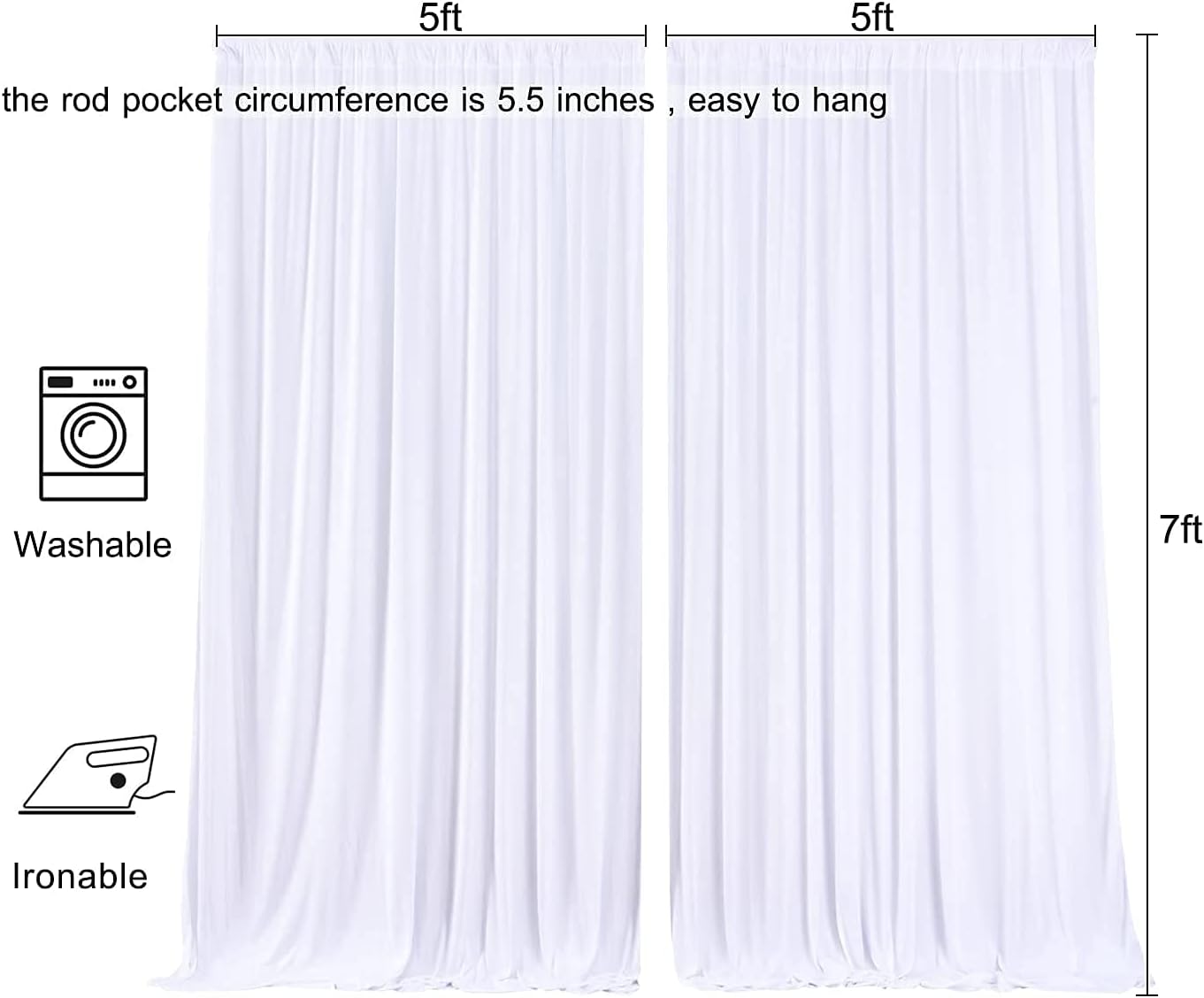 10ftx10ft Black Backdrop Curtains for Weddings Parties, Wrinkle Free 2 Panels Silky Polyester Photo Backdrop Drapes Back Drop Cloth Drapery for Birthday Mother'sDay Photography Background