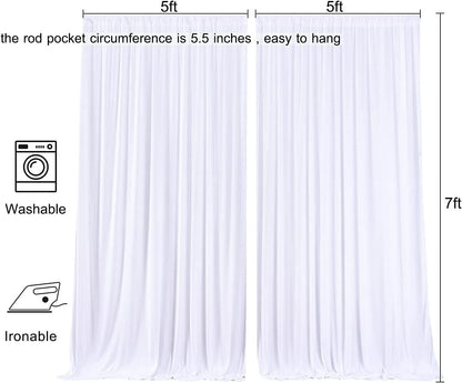 10ftx10ft Black Backdrop Curtains for Weddings Parties, Wrinkle Free 2 Panels Silky Polyester Photo Backdrop Drapes Back Drop Cloth Drapery for Birthday Mother'sDay Photography Background