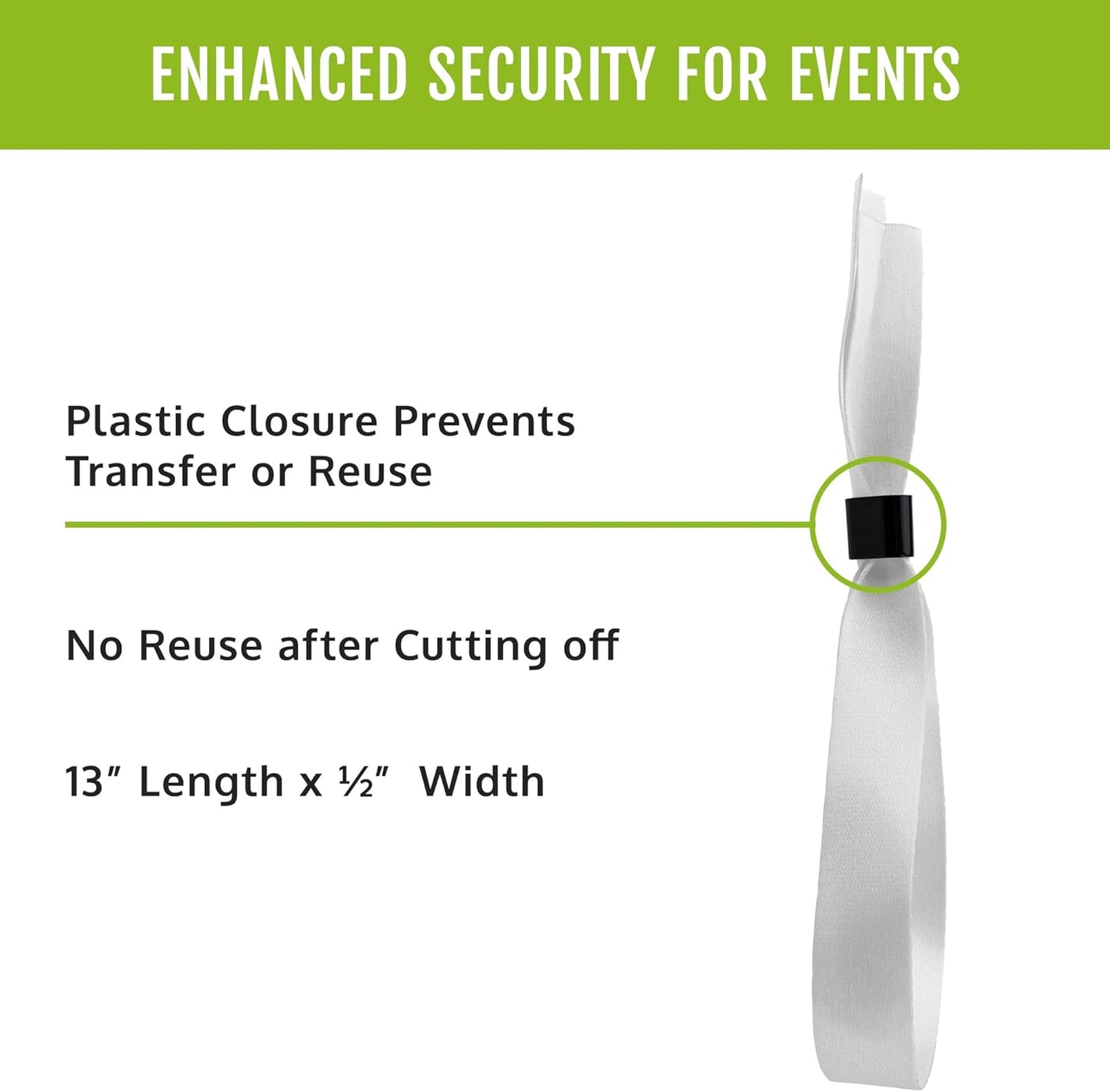 Wristco 100 Blue Cloth Event Wristbands – Plastic Closure to Prevent Transfer or Reuse – Premium-Grade Fabric Bracelets for Party Entry, Summer Camp, VIP Identification, Drink Ticket ID