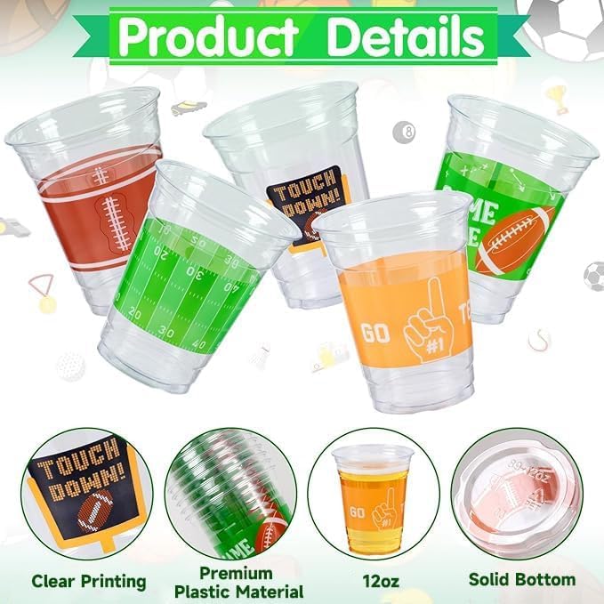 GuassLee 50 Luau Cups for Hawaiian Luau Party Decorations, 12 OZ Tiki Tropical Plastic Disposable Cups for Pool Flamingo Tiki Birthday Party Decor Supplies