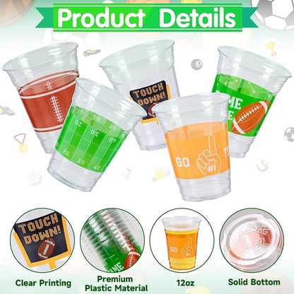 GuassLee 50 Luau Cups for Hawaiian Luau Party Decorations, 12 OZ Tiki Tropical Plastic Disposable Cups for Pool Flamingo Tiki Birthday Party Decor Supplies
