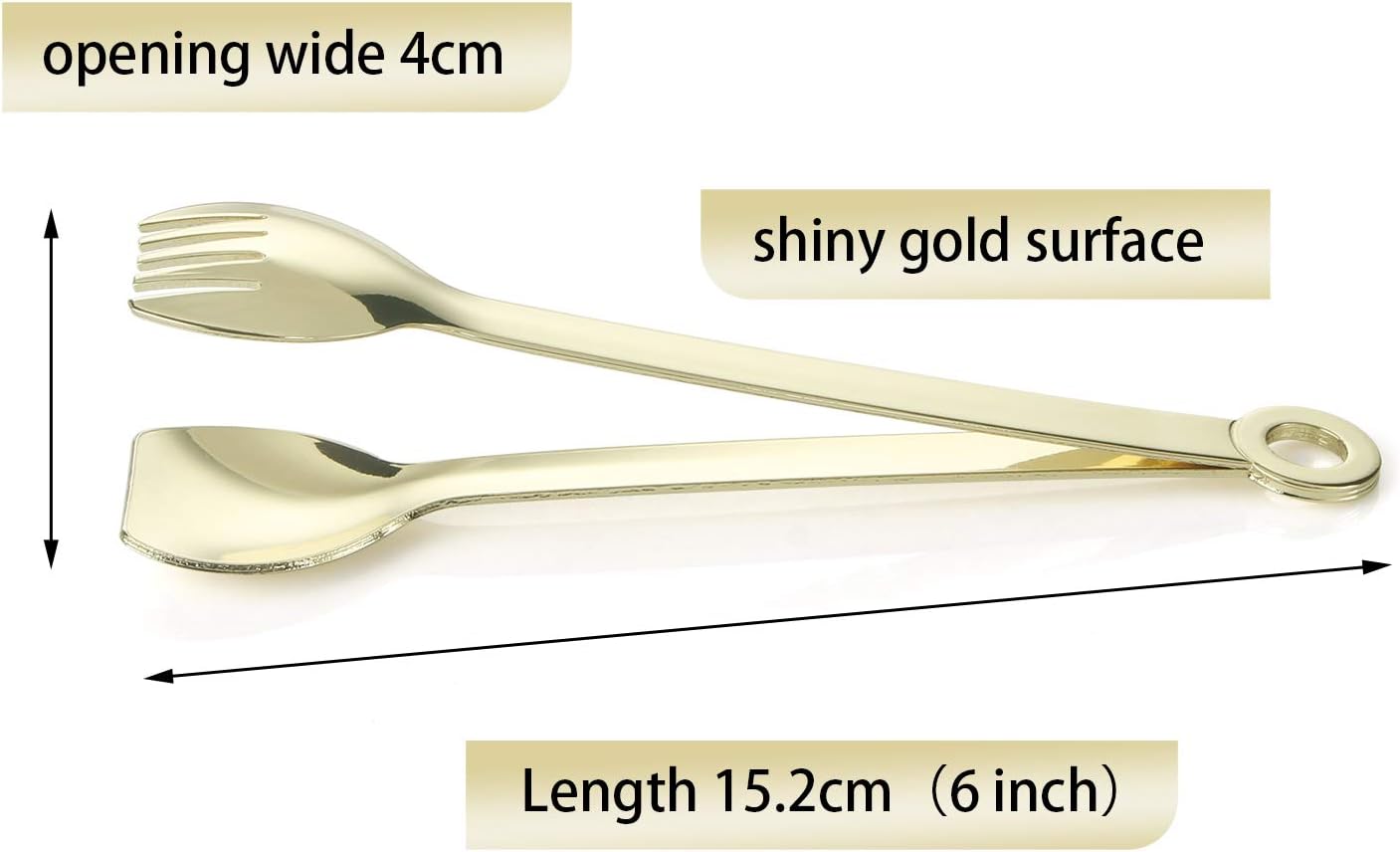 Mini Appetizer Tongs Stainless Steel Set of 4, MSY BIGSUNNY Small Serving Tongs, 6 Inch(15.2cm, Silver)